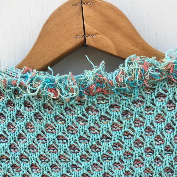 Relais Knitwear Turquoise and Lavender Fringe Cardigan - Picture 8 of 11